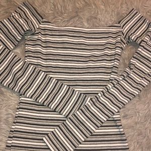 Hollister Black, White, Gray Stripped Long Sleeve